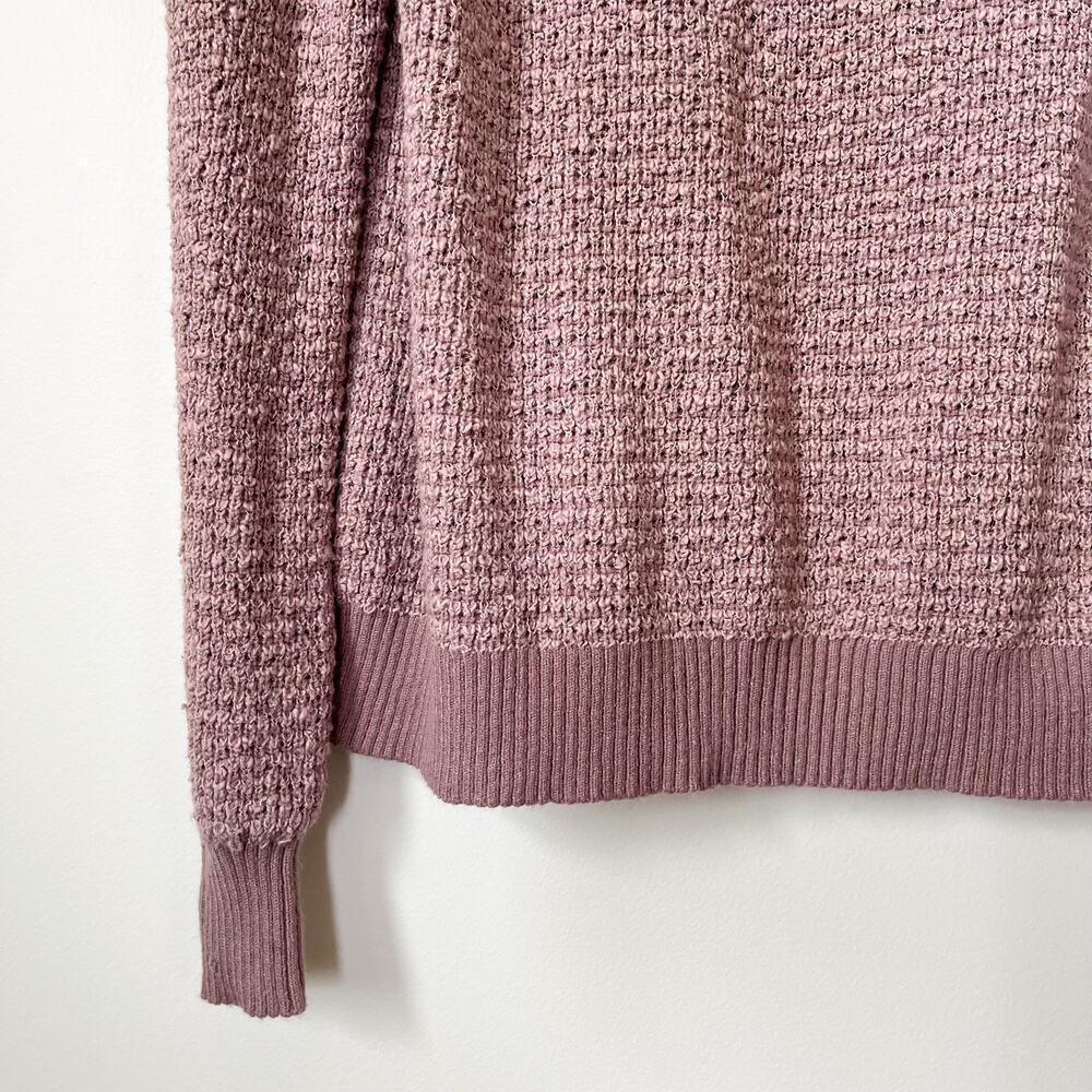 Free People By Your Side Sweater XS Mauve Pink Cowl Neck Oversized Waffle Knit - Picture 6 of 12